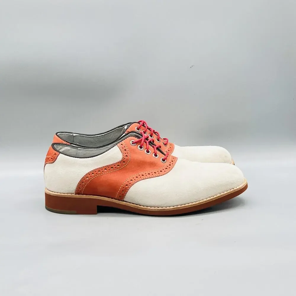 Johnston & Murphy Shoes Mens 8 Suede Saddle Oxford Dress Flex System Colorblock